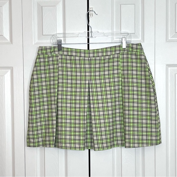 🛑SOLD🛑 ASOS Wrap Plaid Pleated Button Front Mini Skirt Size 14 - Picture 7 of 10